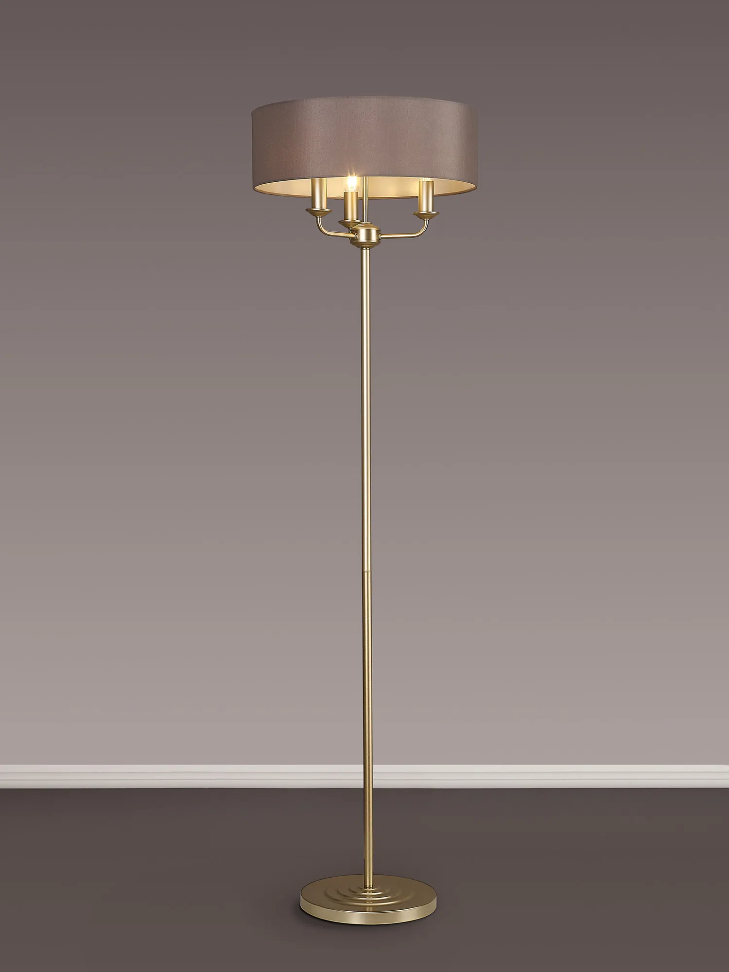 Banyan 45cm 3 Light Floor Lamp Champagne Gold, Grey DK0988  Deco Banyan CG GR